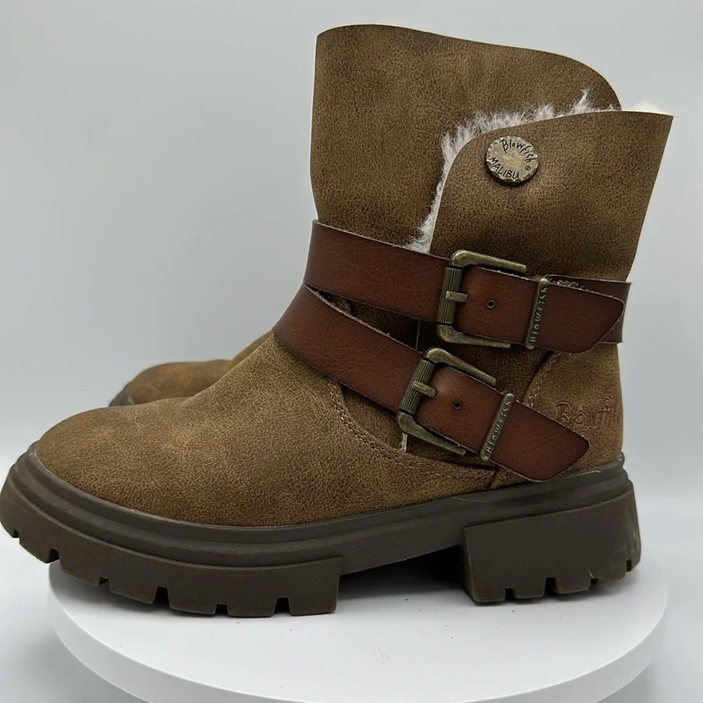 BLOWFISH Girls Lace-Up Leather Boots, Size 13